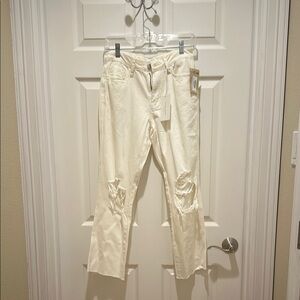 Flying Monkey Cream Distressed Women Jeans